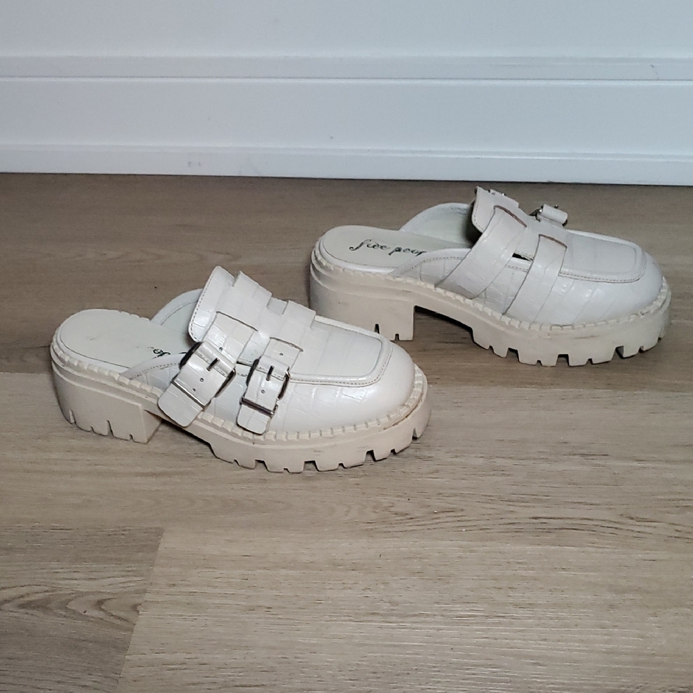 Free People Lyra Buckle Platform Loafer Mule